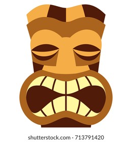 Vector Cartoon Tiki Idol Isolated On White Background