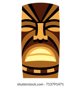 Vector Cartoon Tiki Idol Isolated On White Background