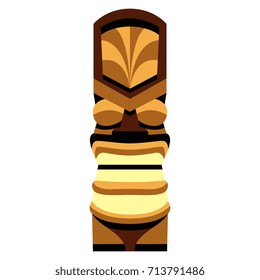 Vector Cartoon Tiki Idol Isolated On White Background