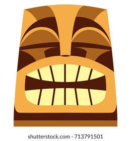 Vector Cartoon Tiki Idol Isolated On White Background