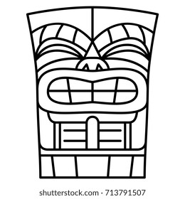 Vector Cartoon Tiki Idol Isolated On White Background