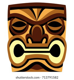 Vector Cartoon Tiki Idol Isolated On White Background
