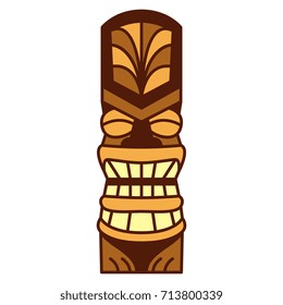 Vector Cartoon Tiki Idol Isolated On White Background