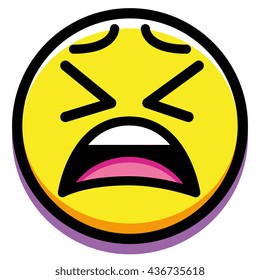 Vector Cartoon Tired Face Isolated On White Background
