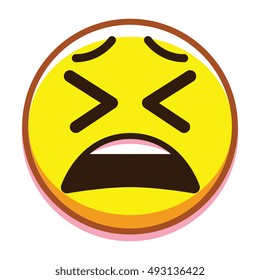 Vector Cartoon Tired Face Isolated On White Background