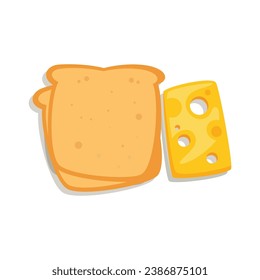 Vector cartoon toasts. fresh toasted whole grain and wheat bread slices with butter and jam for breakfast