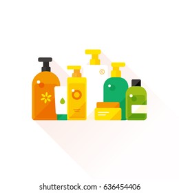 vector cartoon toiletry collection / sign and icon template / on white background