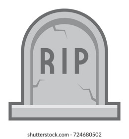 Vector Cartoon Tombstone Icon Isolated On White Background