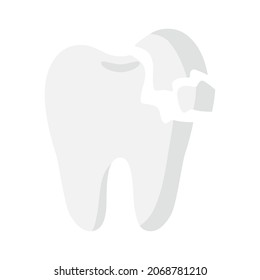 Vector cartoon tooth with dental crack disease. Dental concept.