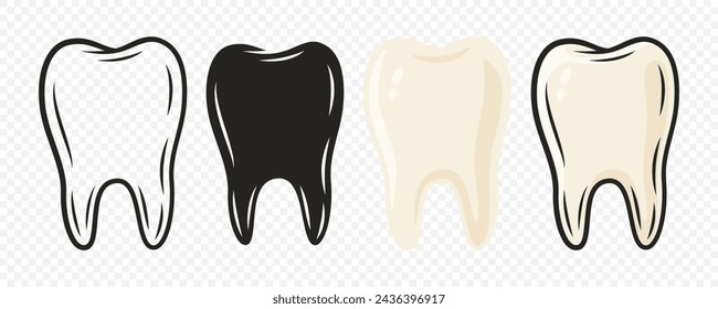 Vector Cartoon Tooth. Design Template for Promoting Dental Care and Toothpaste. Healthy Oral Hygiene Concept. Flat Vector Tooth. Front View