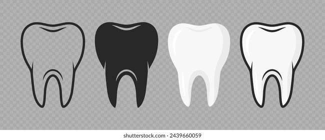 Vector Cartoon Tooth. Design Template for Promoting Dental Care and Toothpaste. Healthy Oral Hygiene Concept. Flat Vector Tooth. Front View