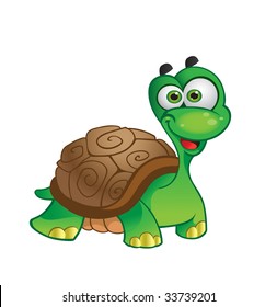 vector cartoon tortoise on white background