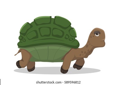 Vector cartoon tortoise walking forward slow