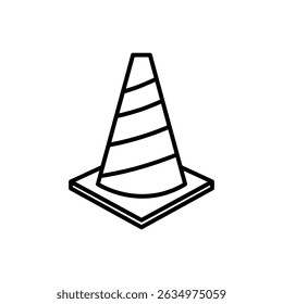 Cones de tráfego de desenhos animados vetoriais com contorno preto