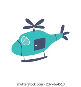 Helicóptero de transporte de dibujos animados con mano de arte ingenuo