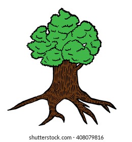 Vector cartoon tree isolate on white background.