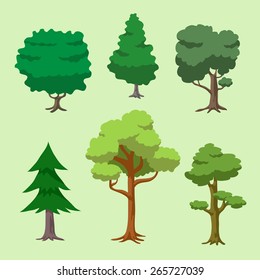 Vector of Cartoon Tree Set