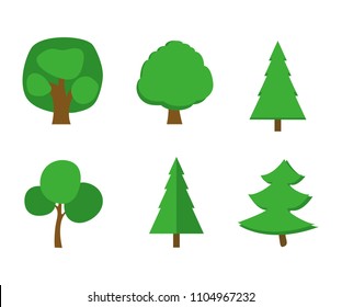 Vector cartoon trees on white background