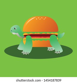 vector cartoon turtle burger cute