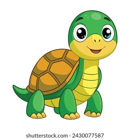 Vector of cartoon turtle illustration on white