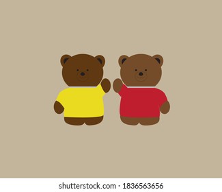 Vector of cartoon two bears .