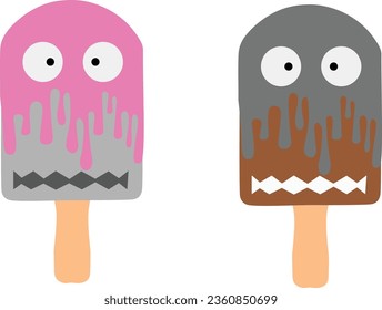 vector cartoon two big-eyed popsicles