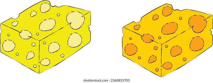 Vector cartoon two yellow sheet cubes