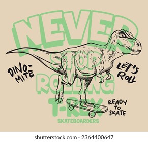 Vector cartoon tyrannosaurus illustration for t shirt prints 