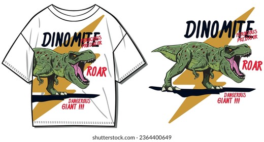 Vector cartoon tyrannosaurus illustration for t shirt prints 