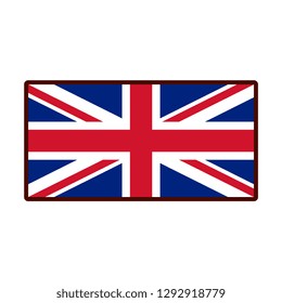 Vector Cartoon UK Flag Emoji Icon Isolated