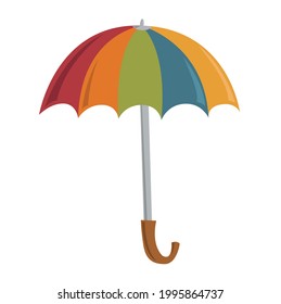 Vector cartoon umbrella in rainbow colors isolated on white
