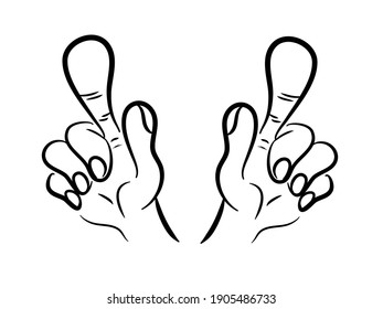 Vector: Cartoon: Umpire's 'out' gesture in a game of cricket. Left hand and right hand expression. 