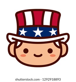Vector Cartoon Uncle Sam Emoji Icon Isolated