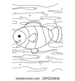 vector cartoon of underwater, coloring pages