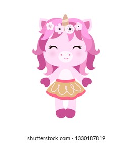 Vector cartoon unicorn in flat style.