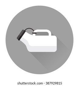 vector cartoon urinal pot, patients urinal, hospital equipment / flat style, long shadow, circle, isolated, sign and icon template / black and grey on white background
