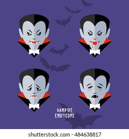 Vektorcartographie Vampire Emoticons Set 