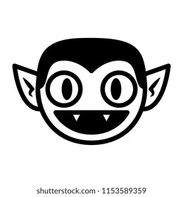 Vector Cartoon Vampire Face Isolated On White Background