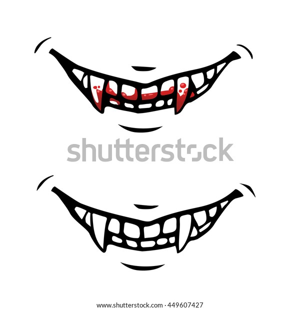 Vector Cartoon Vampire Fangs Stock Vector (Royalty Free) 449607427