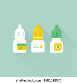 vector cartoon various types of eye drops  / glaucoma, mydriatic / isolated, sign and icon template