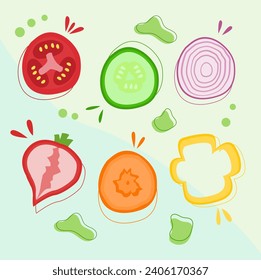 vegetales vectoriales de dibujos animados. Vegetales vegetarianos alimentos, tomate, calabaza y zanahoria, verduras vegetarianas