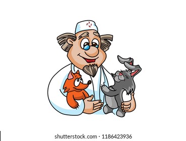 Vector cartoon veterinarian