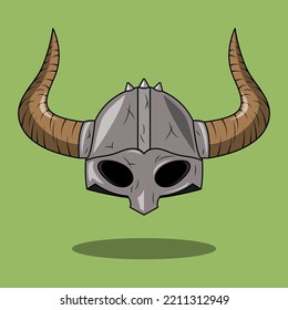 vector cartoon viking warrior mask helmet.