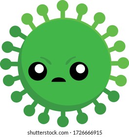Vector cartoon virus, coronavirus face.