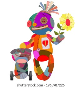 Vector cartoon voodoo doll. Halloween. Excellent for the design of postcards, posters,
