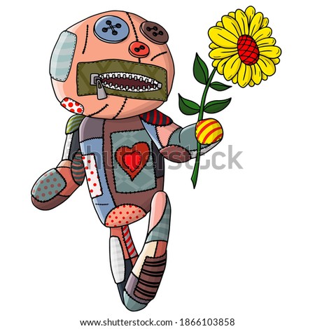 Vector cartoon voodoo doll. Halloween. Excellent for the design of postcards, posters, stickers and so on.