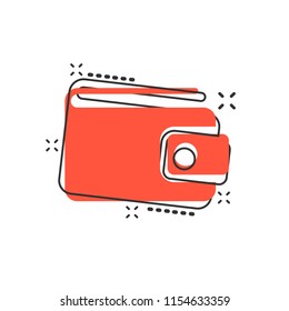Vector cartoon wallet icon in comic style. Money purse sign illustration pictogram. Wallet business splash effect concept.