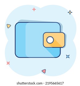 Vector cartoon wallet icon in comic style. Money purse sign illustration pictogram. Wallet business splash effect concept.