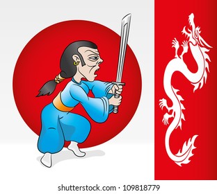 Vector. Cartoon warrior.