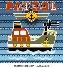 vector cartoon of warship illustration